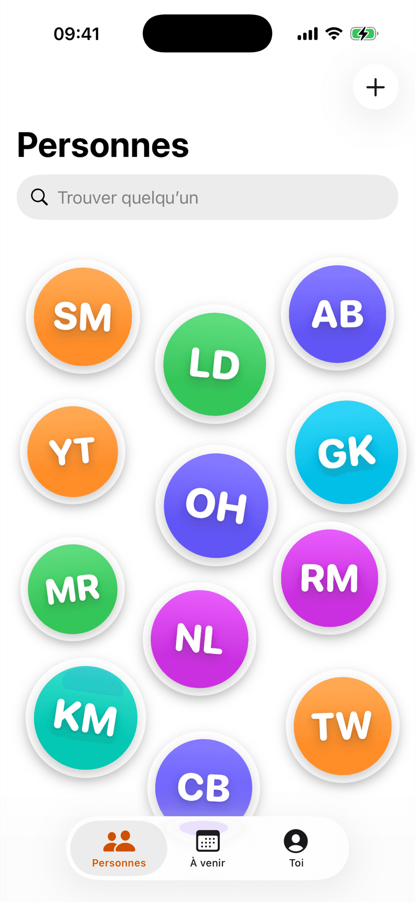 L’onglet Personnes : chaque personne du tableau en sticker